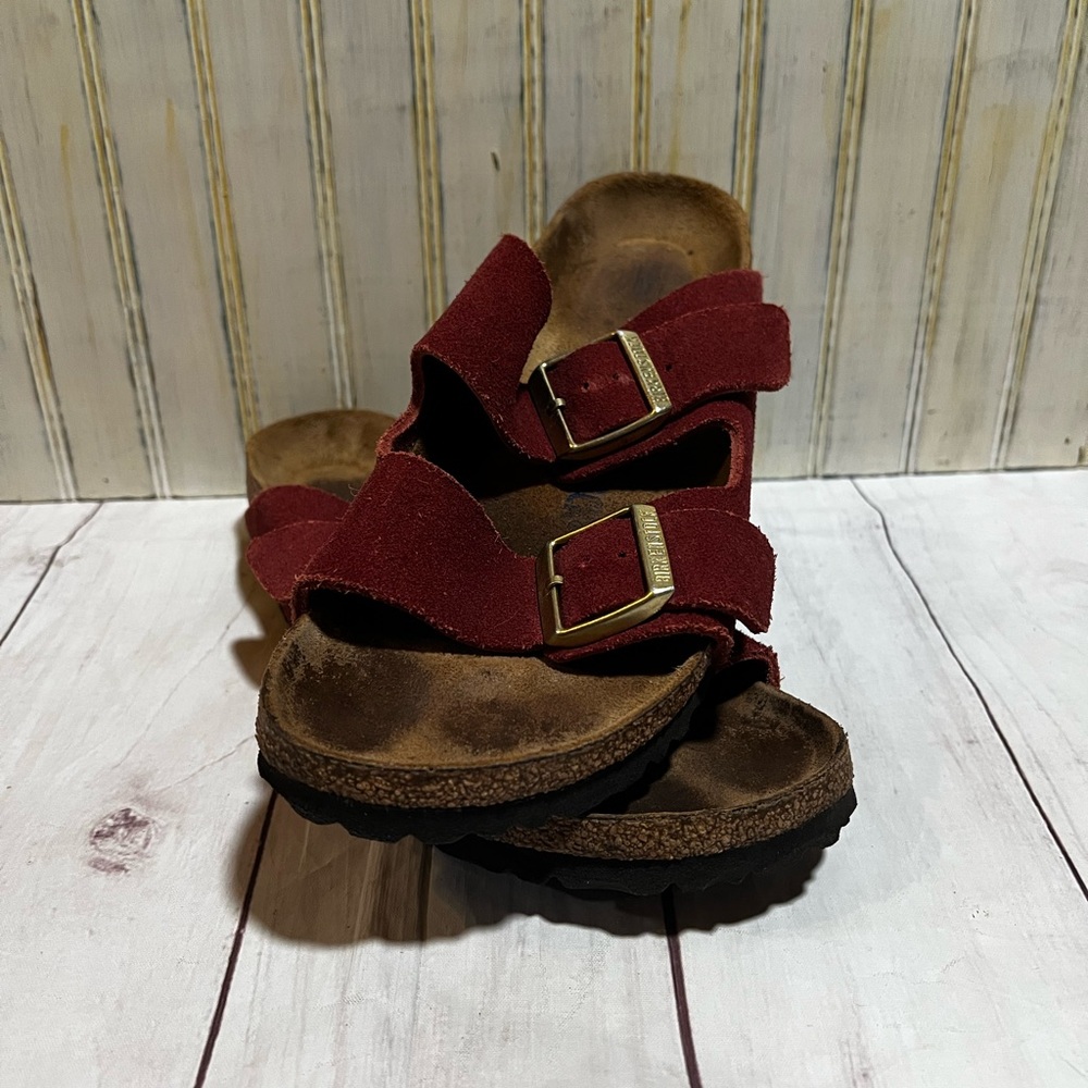 Birkenstock Burgundy Suede Sandals